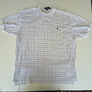 Polo Golf Ralph Lauren Shirt Men XL Large Short Sleeve Plaid 100% Cotton Vintage
